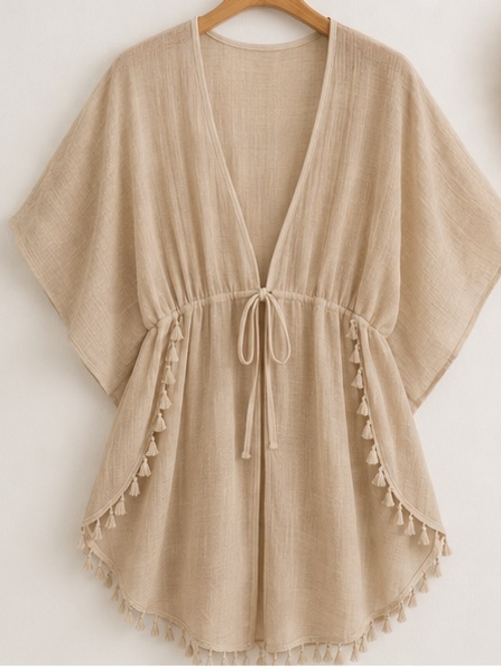 Women’s Beige Tassel Cover-Up Swim Tunic